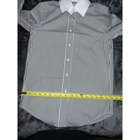XS LAFAYETTE 148 Womens Stripe Cuffed Sleeve Collared Wear To Work Button Up Top - Picture 7 of 13